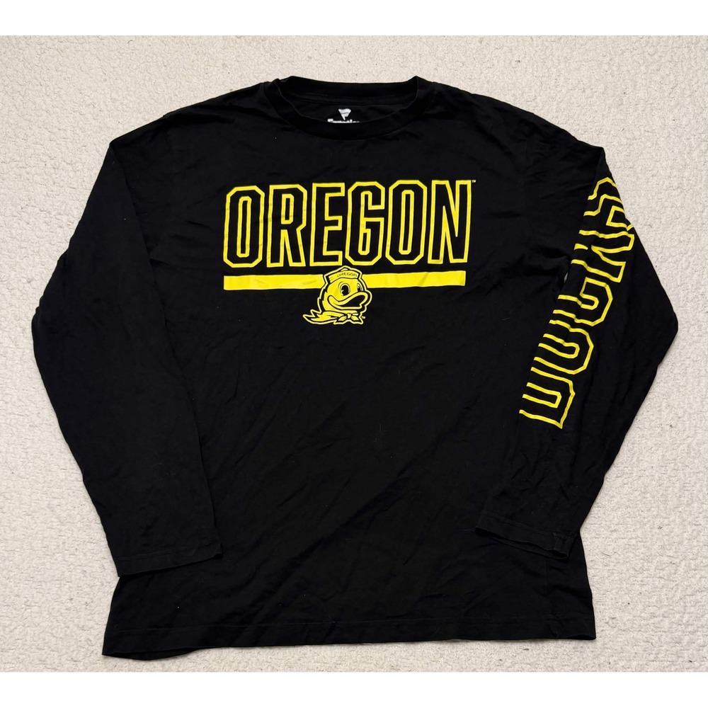 Fanatics Mens Oregon Ducks T-shirt Graphic Tee Size L Black Long Sleeve Cotton